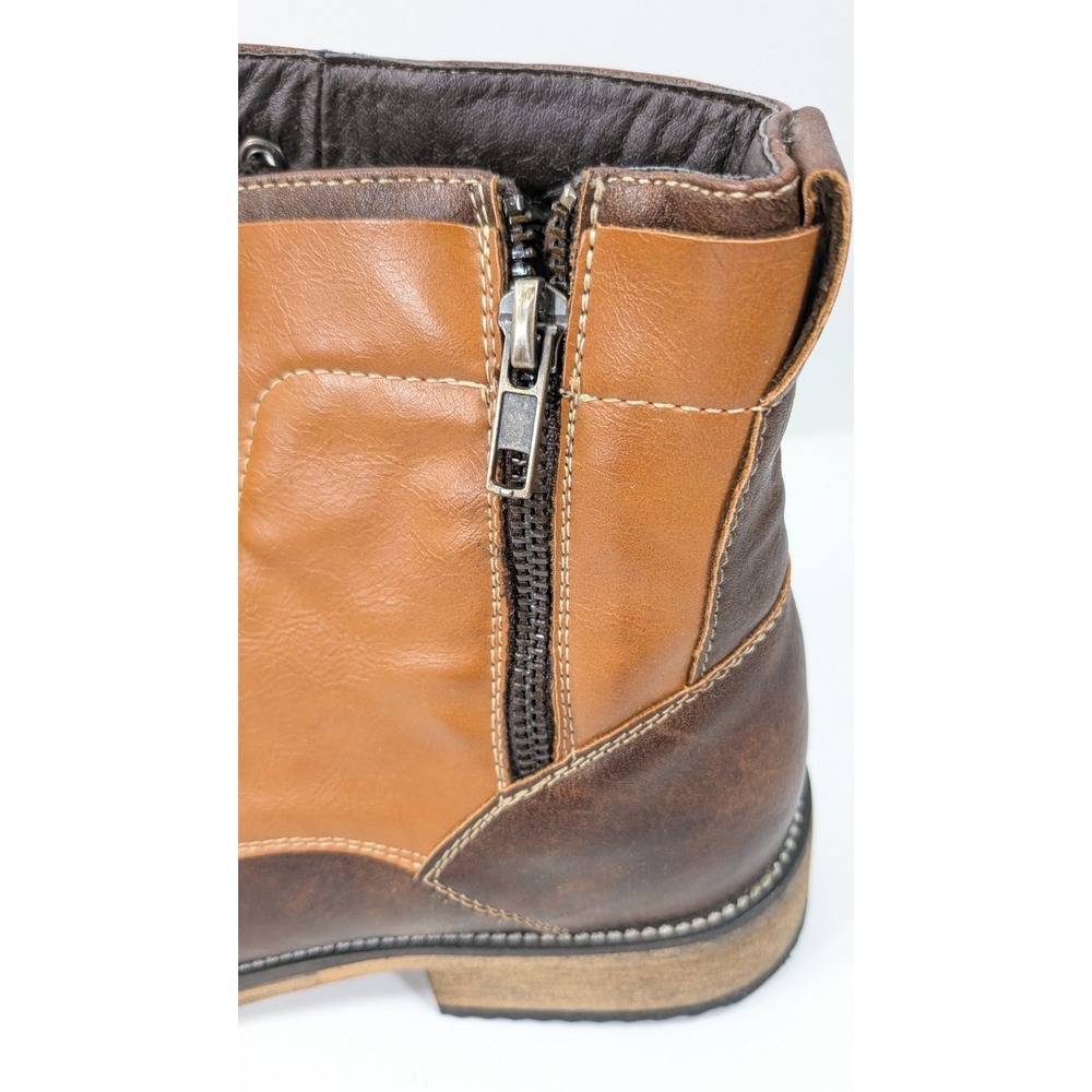Tan / Brown Men's Lace Up Zip up Cap Toe Fashion Casual Dress Boot size 9 - Picture 7 of 12